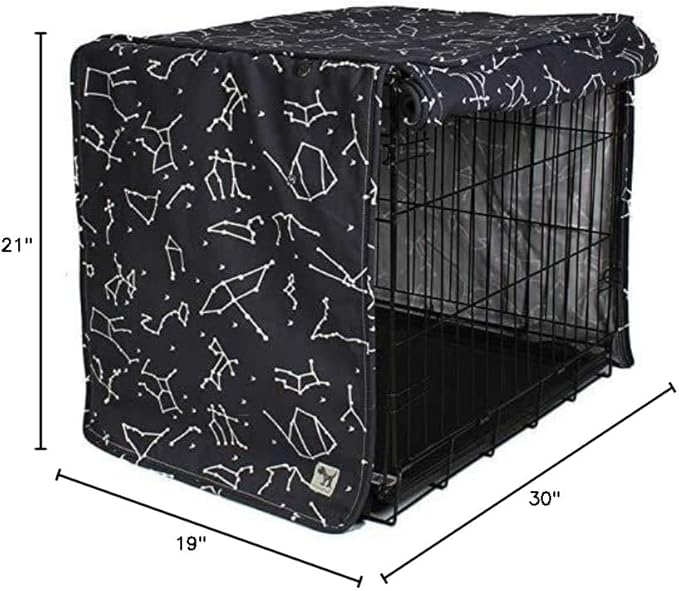 Molly Mutt Rocketman Dog Crate Cover, 100% Cotton Canvas Cover with 2 Roll-Up Panels, Ideal for Dog or Cat Crate, Durable, Washable, and Free of Harmful Chemicals, 30" x 19" x 21"