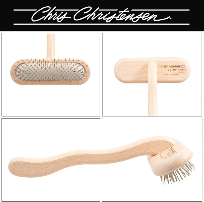 Chris Christensen Mini Grooming Brush - Comfortable High-Grade Stainless-Steel Rounded and Polished Pins - Removes Long & Loose Hair from Dogs & Cats