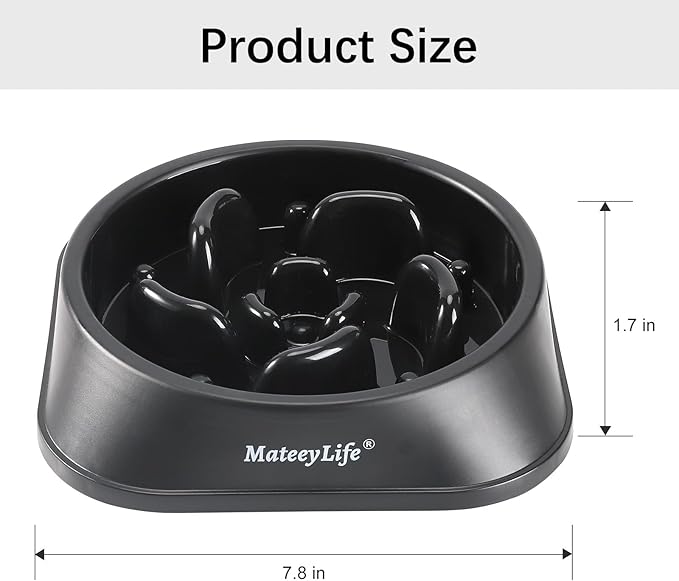 MateeyLife Slow Feeder Dog Bowls, Anti-Choking Puzzle Dog Food Bowls, Anti-Slip Interactive Feeding Slow Down Eating, Bloat Stop Maze Dishes for Medium Large Breeds Black