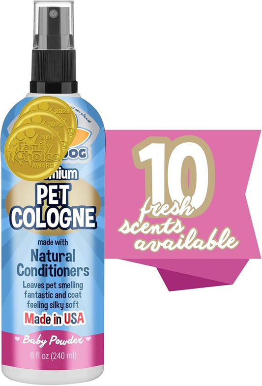 Bodhi Dog Natural Dog Cologne (Baby Powder) - Premium Scented Deodorizing Pet Perfume with Conditioner for Dogs & Cats - Keeps Pets Fresh & Clean - Gentle and Safe Formula, Made in USA (8 Fl Oz)