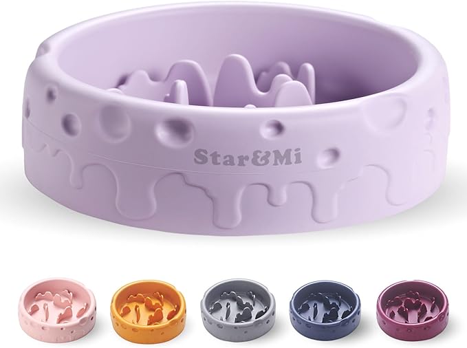 Silicone Slow Feeder Dog Bowls & Cat Bowls, 2 Cups Small Pet Food Bowl with Non-Slip Suction Base, Food-Grade Safe Puzzle Feeder for Small & Medium Dogs & Indoor Cats - Dishwasher & Microwave Safe