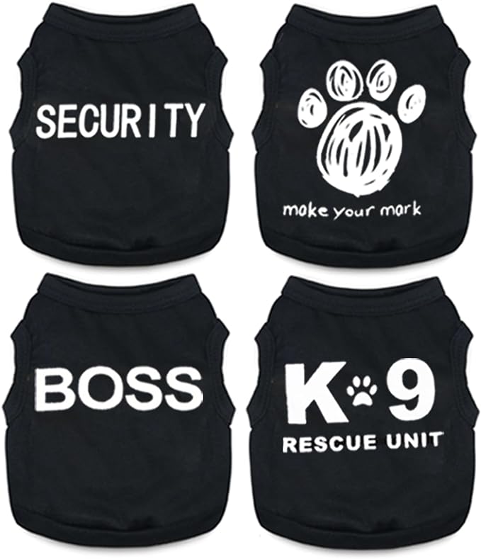 4 Pieces Pet Clothes Dog Shirts for Small Dogs Boy Male Clothes Funny Pattern Breathable Lightweight Soft Cool Puppy Shirt Cat Apparel Outfit (Small)