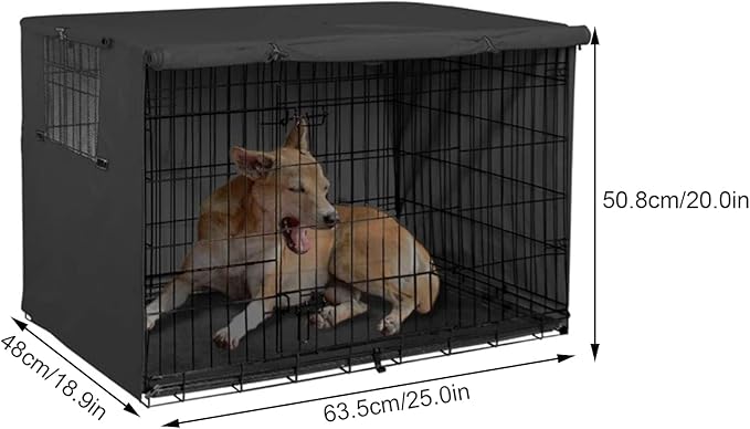 Dog Crate Cover Dogs Kennel Cage Cover Pet Kennel Cover Dog Cage Cover for Outdoor Dog House Large Pet Crate Chicken Coop 25 x 20 x 19 inch (Black)
