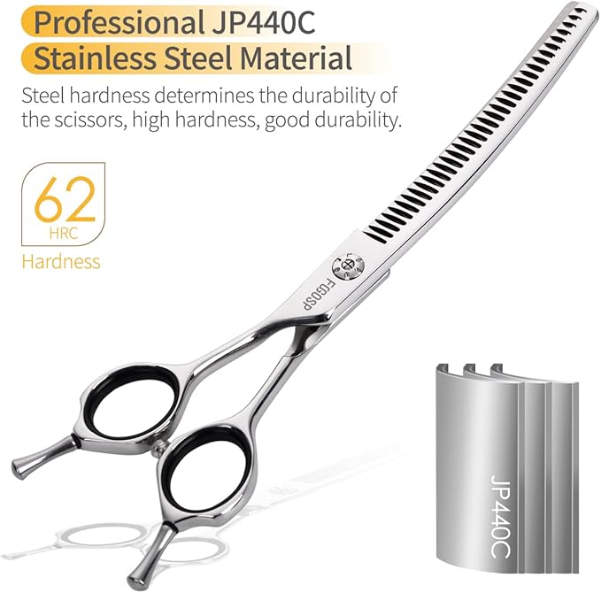 Left Handed Curved Chunker Shears 7 in Left Handed Dog Grooming Scissors for Professional Groomer