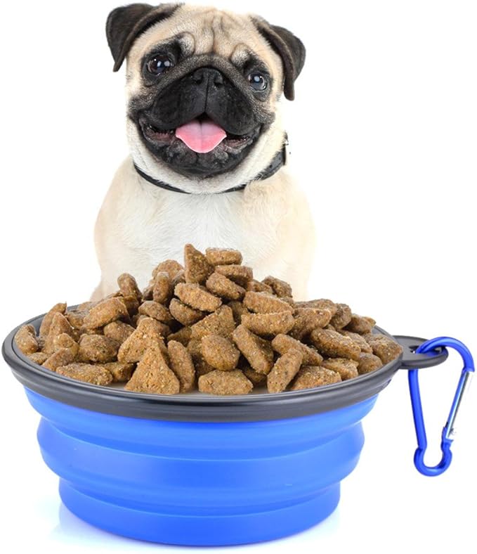 Collapsible Dog Bowls - 4 Pack, Portable Travel Water and Food Bowl with Carabiner Clip for Dogs and Cats - Ideal for Walking, Traveling, and Hiking