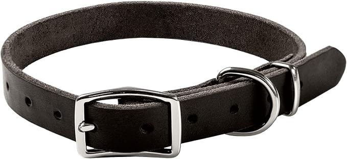 ADITYNA - Leather Dog Collar for Medium Dogs - Classic Style, Soft and Strong, Heavy Duty, Top-Grain Leather, Handmade - for Walking, Training, Hunting, and Running (M - Neck: 15-20 inches, Black)