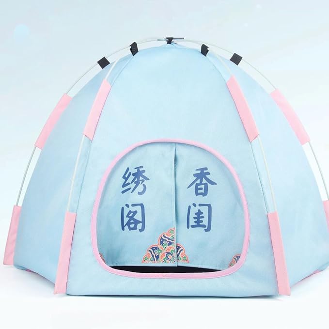 Cute Cat Teepee Cave, Cat Tent Foldable Indoor Outdoor with Thick Mat,Puppy Bed Tent,Bunny Pet Tent Teepee,Portable Dog House Teepee Tent, Cat Bed,Dog Bed Tent,Puppy Bunny,Pet Tent Teepee (M, S)