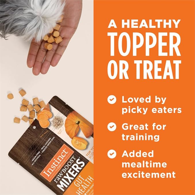 Instinct Raw Boost Mixers Freeze Dried Dog Food Toppers For Dry Food, Grain Free Dog Food Toppers with Chicken For Dogs - Gut Health, 23 oz