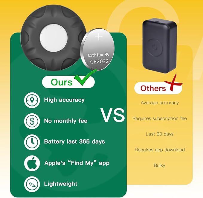 Cat Tracker Collar,No Monthly Fee Tracking Pet Collar with Finder Tag,Compatible with Apple Find My(iOS Only),Breakaway Tractive Design with Reflective Pattern & Bell,Black