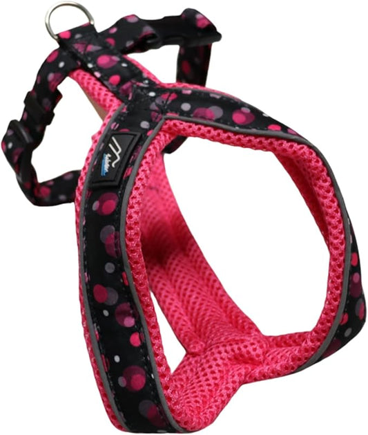 [白山:Hakusan] Y Type Mech Dog Harness Dot Made by Japanese,Comfortable, Light, Easy Put on-Off, 35- Small & Medium God, Pink