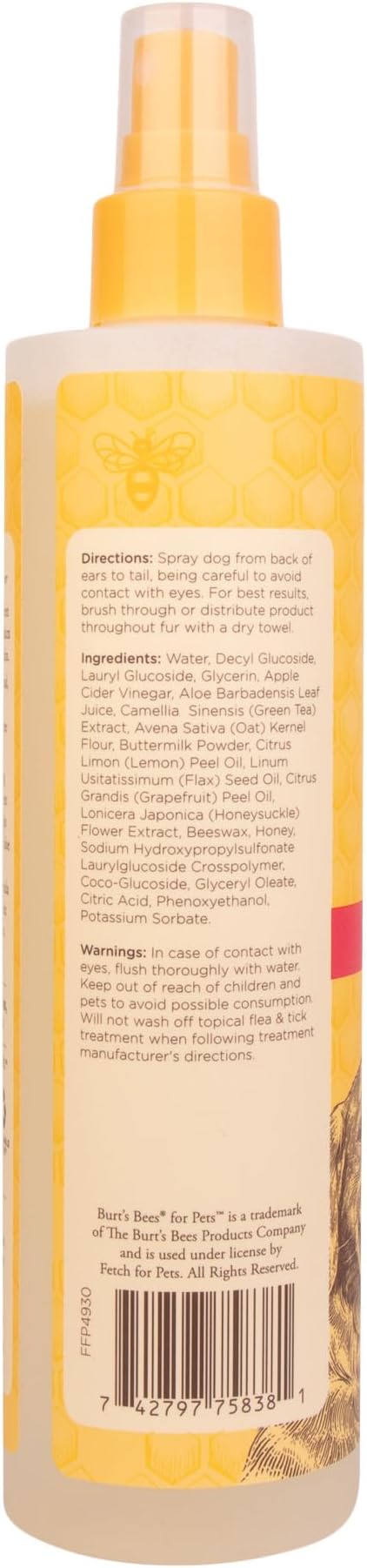 Burt's Bees for Pets Hot Spot Spray with Apple Cider Vinegar and Aloe Vera, 95% Natural Origin Formulas, Dog Spray for Itchy Dogs, Dog Spray Itchy Skin Relief, 2pk 10oz