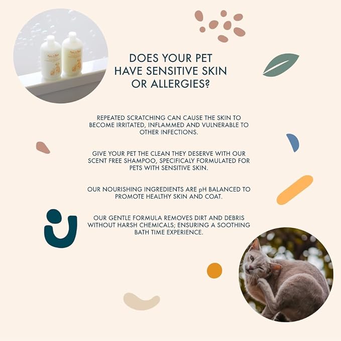 Scent Free Shampoo and Conditioner Set, Formulated for All Pets, Gentle and Cleansing, Made in The USA, Cruelty Free, 16 fl oz