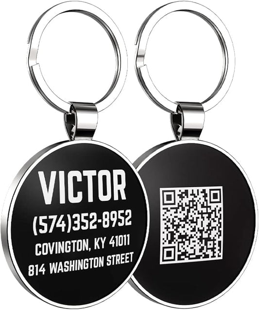 QR Code Dog Tag,Dog Tags Personalized for Pets, Custom Dog Name ID Tags Personalized Dog and Cat Tags -Free Online&Scan QR Receive Instant Location Alert Email