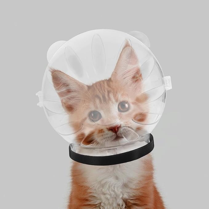 Breathable Cat Helmet - Transparent Protective Muzzle for Grooming, Nail Clipping & Preventing Biting, Adjustable Size for Kittens & Cats