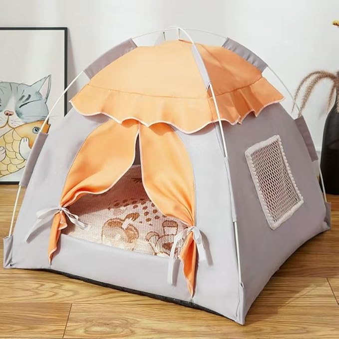 Cute Cat Teepee Cave, Cat Tent Foldable Indoor Outdoor with Thick Mat,Puppy Bed Tent,Bunny Pet Tent Teepee,Portable Dog House Teepee Tent, Cat Bed,Dog Bed Tent,Puppy Bunny,Pet Tent Teepee (X, XL)