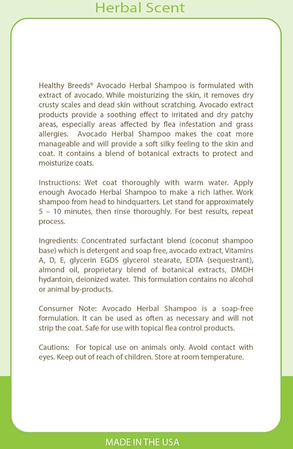 Healthy Breeds Chiweenie Avocado Herbal Dog Shampoo 16 oz