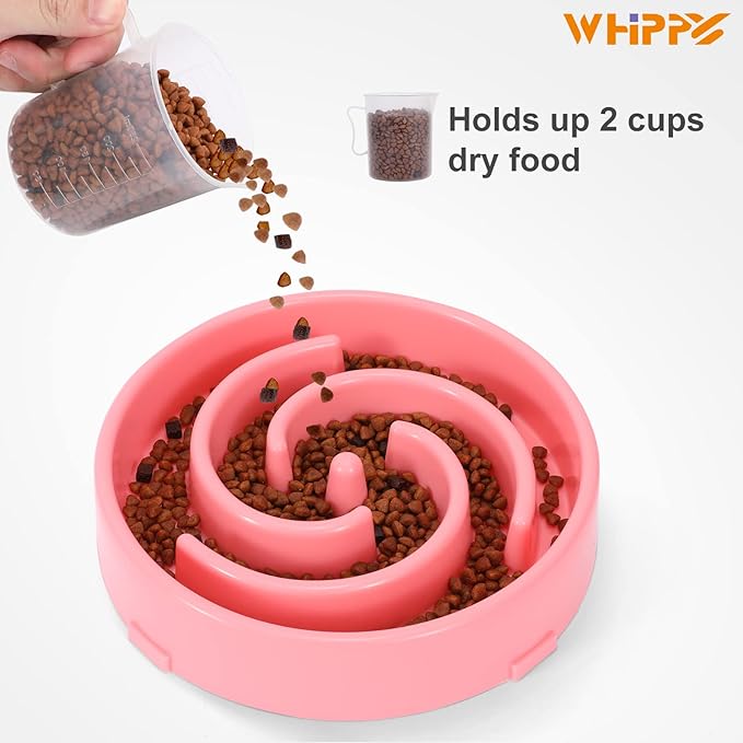 WHIPPY Slow Feeder Bowl for Small Medium Dog Fun Maze Feeder Dog Food Water Bowl Anti-Slip Puzzle Bowl No Chocking Healthy Interactive Bloat Stop Dog Bowl Dish,Medium,Pink