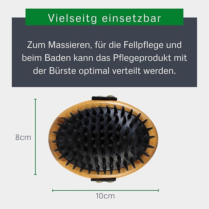 alcott Bamboo Groom Curry Brush with Rubber Bristles for Pets,Brown