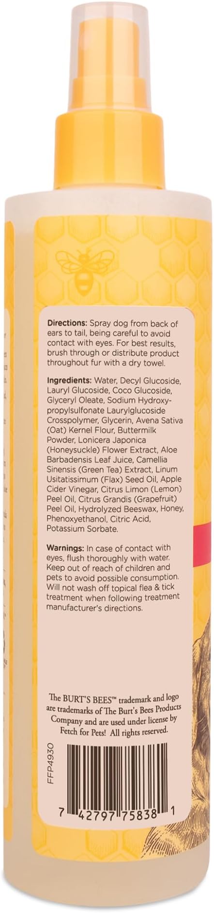 Burt's Bees for Pets Hot Spot Spray with Apple Cider Vinegar and Aloe Vera for Itchy Dogs, 95% Natural Origin Formulas, Itchy Skin Relief, 10 Fl Oz