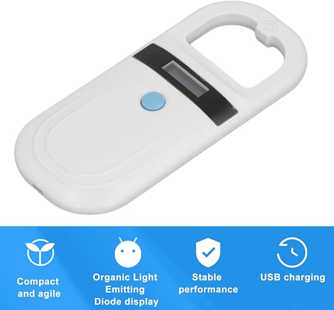 Animal Chip Scanner for Pet, 134.2KHz 5V USB2.0 Animal Handheld Reader 15cm Reading Distance Pet ID Scanner EMID Microchip Scanner for Animal Identification Management