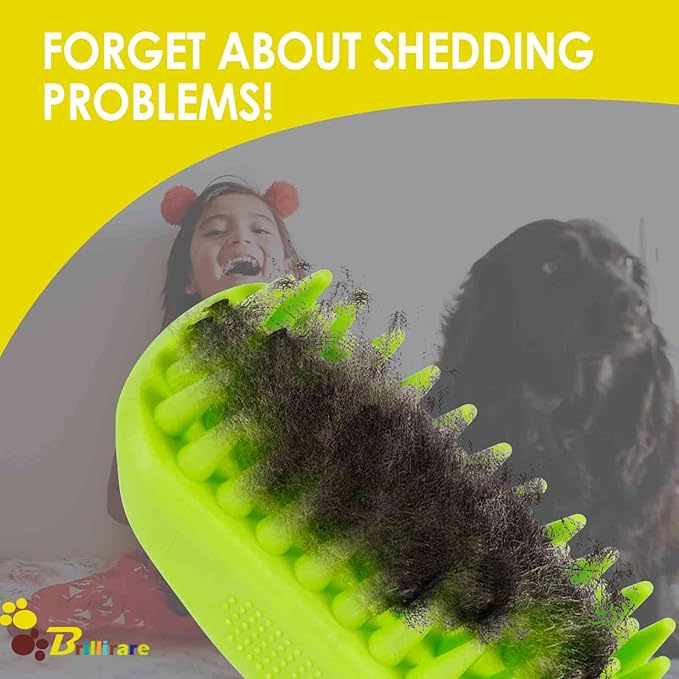 Dog Grooming Brush, Premium Soft Silicone Pet Bath Brushes, Rubber Shampoo Soothing Comb Scrubber for Wet Dry Long Short Haired Dogs & Cats Massaging, Deshedding Shower Scrubbing