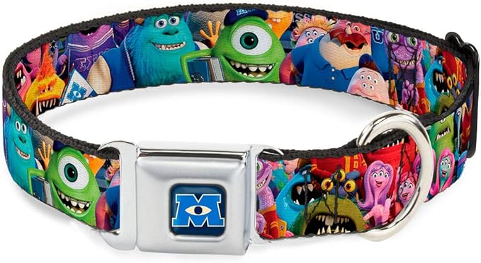 Buckle-Down Seatbelt Buckle Dog Collar - Monsters University Monsters Stacked - 1" Wide - Fits 15-26" Neck - Large
