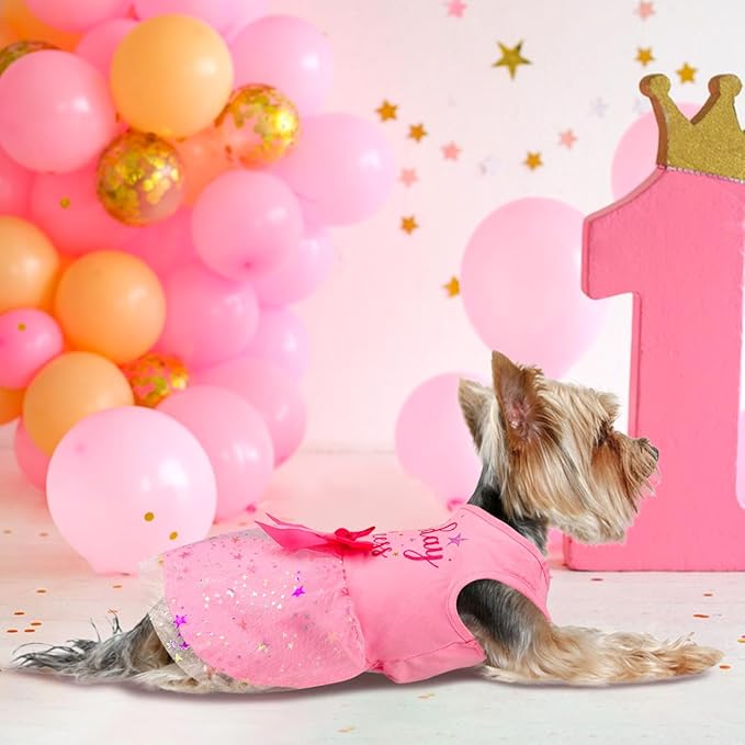 Birthday Dress With Bowknot Tulle Princess Clothes for Small Medium Large Dogs Girls Boys Cats Outfit Apparel
