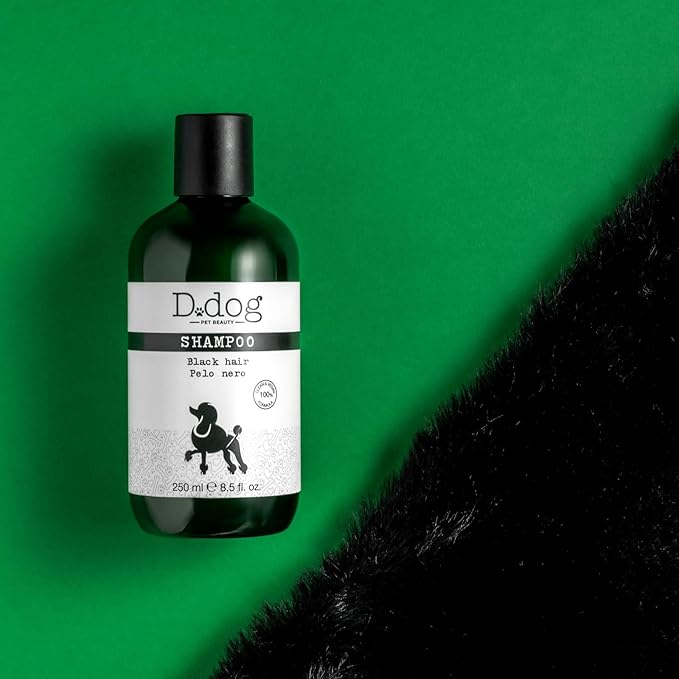 Diego dalla Palma D-Dog Pet Shampoo Black Hair - Shines and Brightens Fur - Enhances Color of Black and Dark Coat - Removes Dirt and Buildup with Every Wash - Hypoallergenic and Alcohol Free - 8.5 Oz