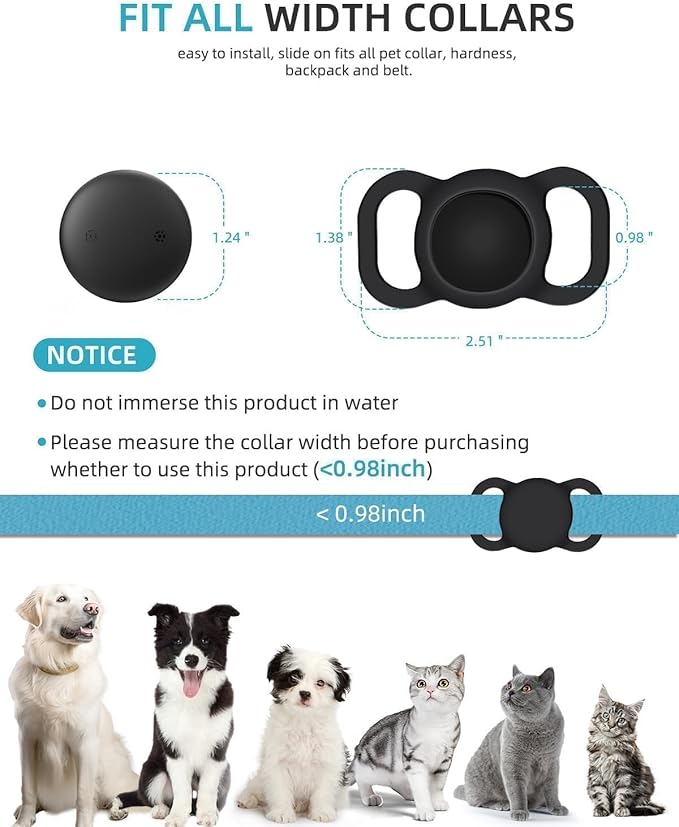 VB GPS Tracker for Dogs (1 Pack), Mini GPS Cat Tracker, Smart Pet Activity Tracker (iOS Only), No Monthly Fee, Compatible with Apple Find My, Anti-Lost, Finder Tag for Vehicles/Pets/Kids/Items
