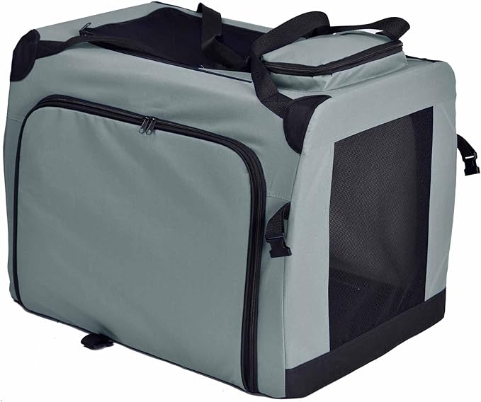 Pet Life Hounda Accordion Metal Framed Soft Folding Expandable Dog Crate - Collapsible Folding Pet Crate or Dog Kennel with Triple Expansion Room