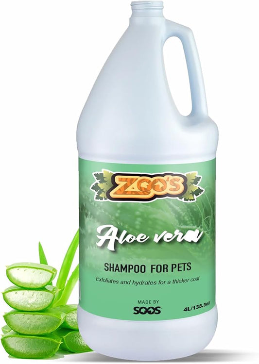 Zoo’s Aloe Vera Pet Shampoo Moisturize Skin Fast Absorbing Reduce Odors for Dog and Cat (4L / 1.32 gal)