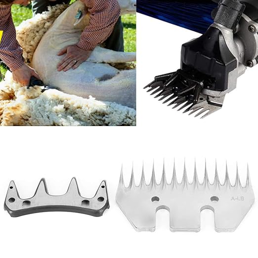 Clipper Blades Grooming Blades, Sheep Shears Replacement Blades, Professional Stainless Steel Clipper Blades for Grooming Goats, Lambs, Llamas, Alpacas (13 Teeth Straight Blade (+ oscillating Blade))