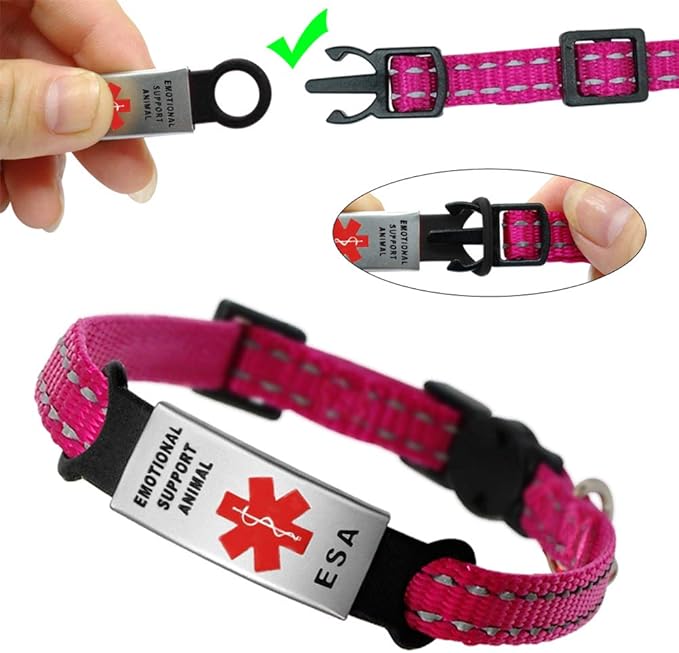 Dog Tag for Collar Necklace Stainless Steel Dog Cat Pet ID Tags Pendant ESA Emotional Support with Rubber Dog Accessories Black L