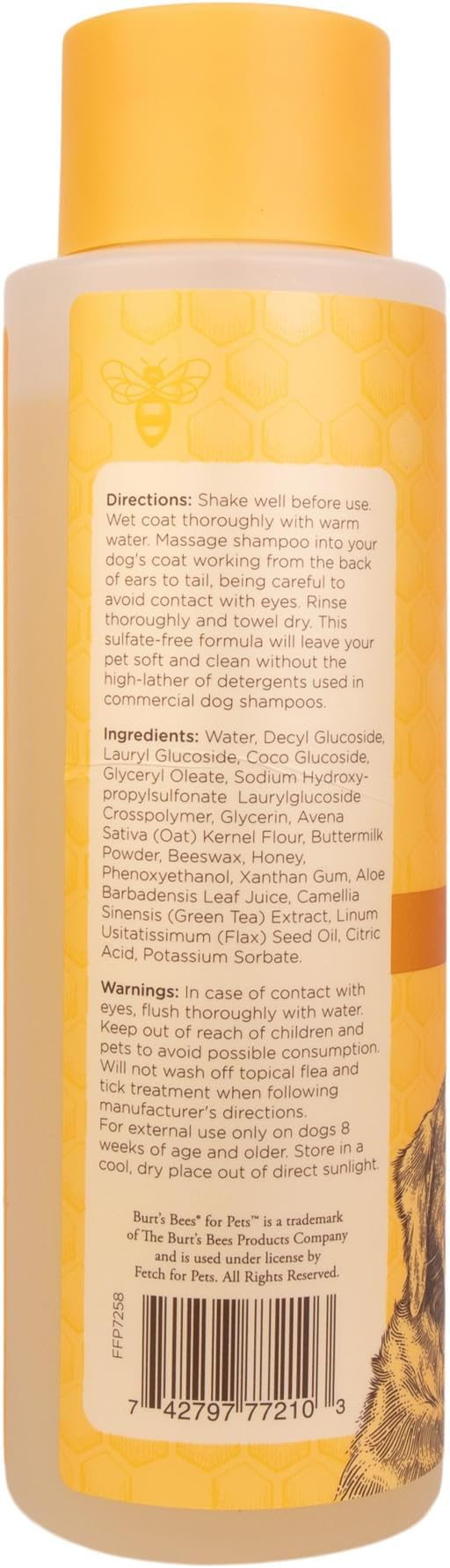 Burt's Bees for Pets Oatmeal Dog Shampoo with Colloidal Oat Flour and Honey, 6pk, 95% Natural Origin Formulas, Shampoo for Dogs - Gentle Dog Shampoo, Best Dog Shampoo, 6pk, 16 oz