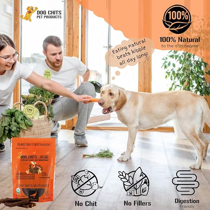 Dog Chits Turkey and Sweet Potato Soft Chew for Dogs - Dog and Puppy Chews | Made in USA | Organic Turkey | All-Natural Treats | Large & Small Dogs | Organic Sweet Potato | 4 oz.