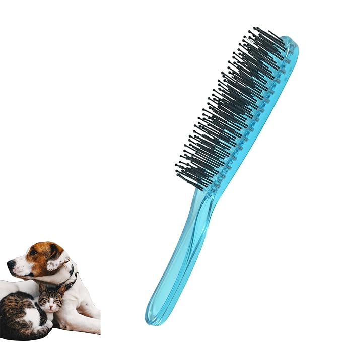 Dog Grooming Bath Brush, Pet Instant Detangler Pin Brushes, Soft Silicone Shampoo Soothing Comb for Wet Dry Long Short Haired Small Dogs & Cats Massaging, Deshedding Shower Scrubbing, Blue