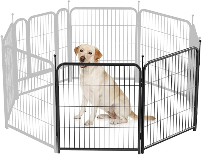 PawGiant Dog Fence Playpen 24”/32”/40” Indoor Outdoor for Small/Medium/Large Dogs, Metal Pet Puppy Cat Exercise Fencing Gate Crate Cage Outside RV, Camping, Yard, Garden (2 Panel, 28" W x 32" H)