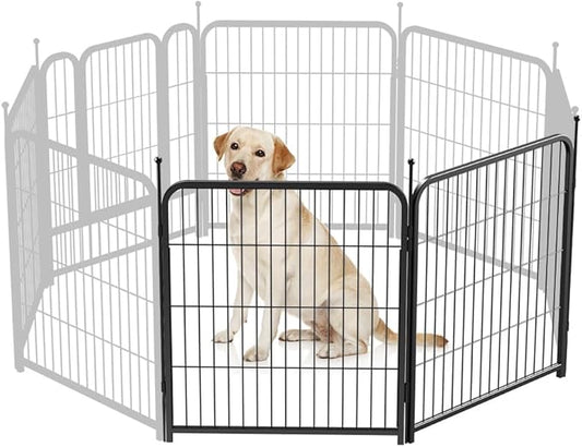 PawGiant Dog Fence Playpen 24”/32”/40” Indoor Outdoor for Small/Medium/Large Dogs, Metal Pet Puppy Cat Exercise Fencing Gate Crate Cage Outside RV, Camping, Yard, Garden (2 Panel, 28" W x 32" H)