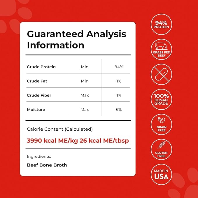 Beef Bone Broth for Dogs - High Protein Bone Broth for Cats - Beef Bone Broth Powder for Dogs - Dehydrated Beef Cat Food Toppers - Dog Safe Bone Broth - Bone Broth Topper for Dogs