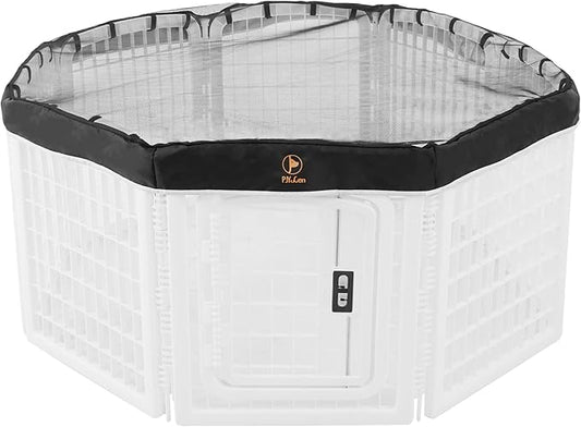 PJYuCien Dog Playpen Mesh Top Cover, Fits 24 Inch 8 Panels Regular Octagon Plastic Exercise Pet Pen, Adhesive Tape Connections, Black (Note: Cover Only, Fence Not Included)