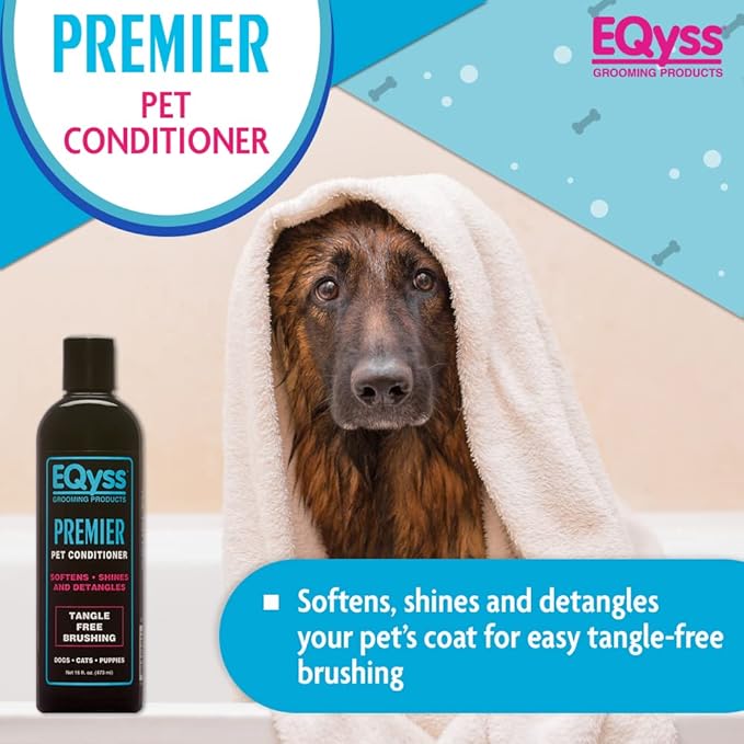 EQyss Premier Pet Conditioner - Moisturizes, Softens, & Conditions Dry Coat & Hair, Detangles & Adds Shine - for all Dogs, Cats, Puppies (16 oz)