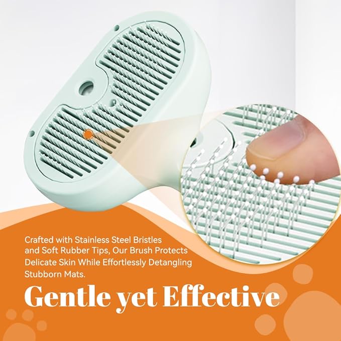 Cat Steam Brush, 3 in 1 Pet Spray Hair Removal Comb for Shedding & Grooming, Pet Grooming Brush with Spray, One-Click Release Button and Tank, Spritz Defur Comb for Cats Dogs, Effective (White)