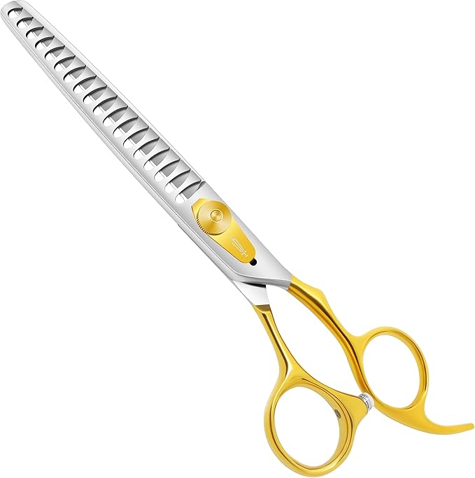HASHIMOTO Chunkers Dog Grooming Scissors, Dog Shears for Thick Coats, 18 Teeth, 7.0 inch, 70% Thinning Rate for Thick Fur Trimming, Light Weight, Balanced.