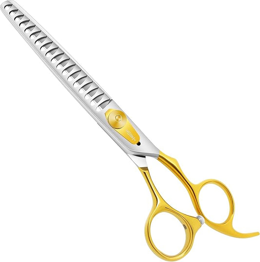 HASHIMOTO Chunkers Dog Grooming Scissors, Dog Shears for Thick Coats, 18 Teeth, 7.0 inch, 70% Thinning Rate for Thick Fur Trimming, Light Weight, Balanced.