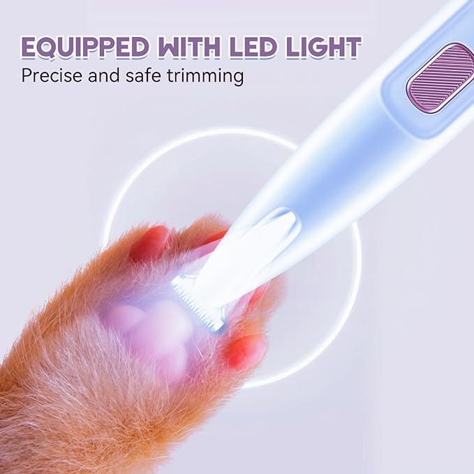 Paw Trimmer for Dogs Electric, Upgraded Pet Paw Trimmer with LED Light, Pet Hair Clippers Rechargeable Low Noise, Grooming Shaver for Cats Eyes Face Ears Feet Rump Around Hair, Waterproof, Cordless