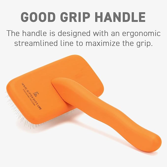 GOODSDECO Pet Slicker Brush - Dog Brush with Soft Tips, Grooming Brush for Dog Cat Pet, Self Cleaning Slicker Brush, Dematting Shedding Fur Hair (Round Tips)