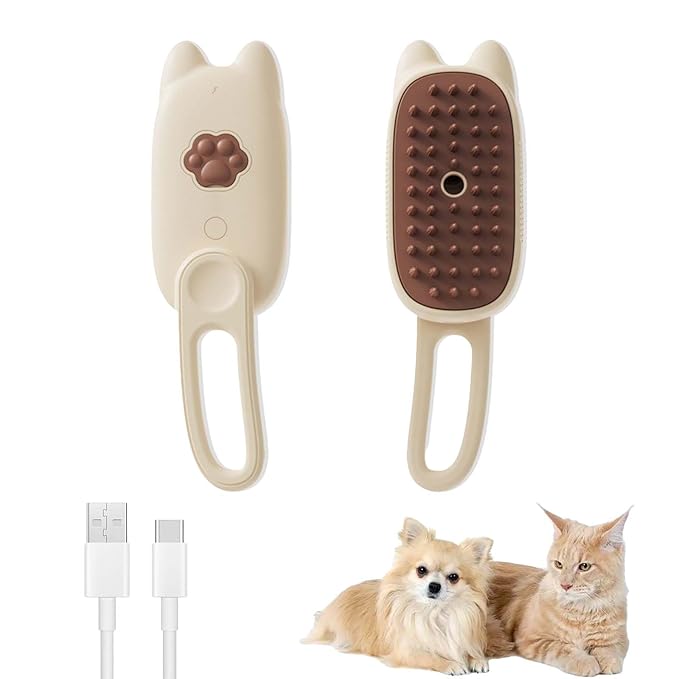 Cat Steam Brush for Shedding, Steam Brush for Indoor Cats, Water Brush, Cat Spray Mist Massaging Brush, Pet Hair Removal Brush, Suitable for Cats, Dogs and Rabbits, Cat Cleaning Brush