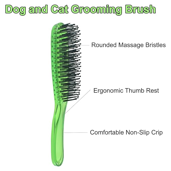 Dog Grooming Bath Brush, Pet Instant Detangler Pin Brushes, Soft Silicone Shampoo Soothing Comb for Wet Dry Long Short Haired Small Dogs & Cats Massaging, Deshedding Shower Scrubbing,Green