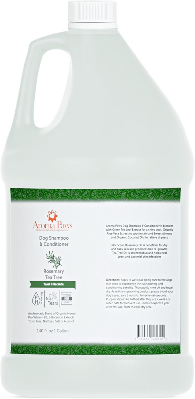 Dog Shampoo – Cleansing Wash, Conditioning, Moisturizing – Healthy Ingredients – Aromatic Grooming Puppy Shampoo – Tearless Cleaner, Rosemary Tea Tree