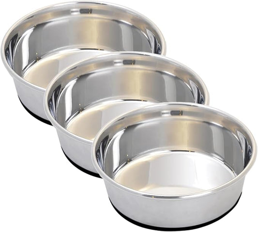 Van Ness Pets Medium Stainless Steel Dog Bowl, 48 OZ (Pack of 3)